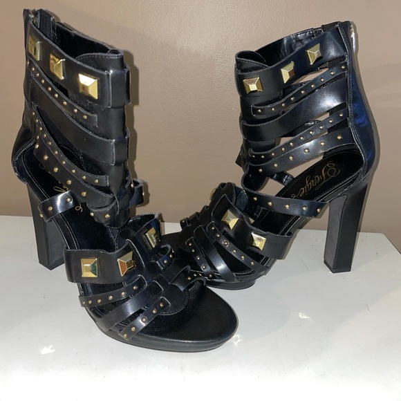 Black Studded Fergie High Heels Size 10M